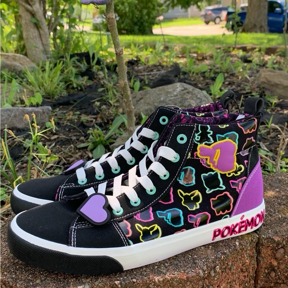 Pokemon Black and Purple Platform Sneakers - Picture 1 of 16